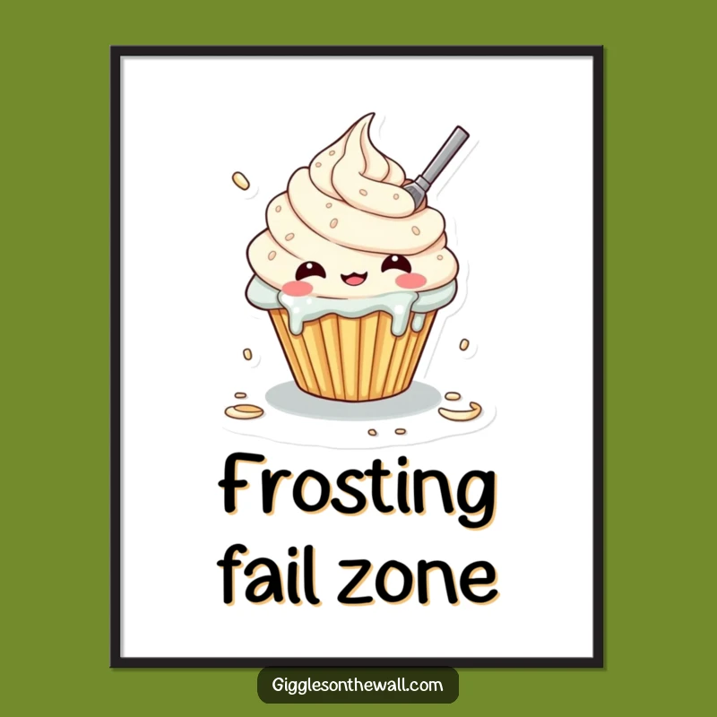 Funny Messy Cupcake Digital Art - DIY Frosting Fail Instant Download - Great Funny Gift