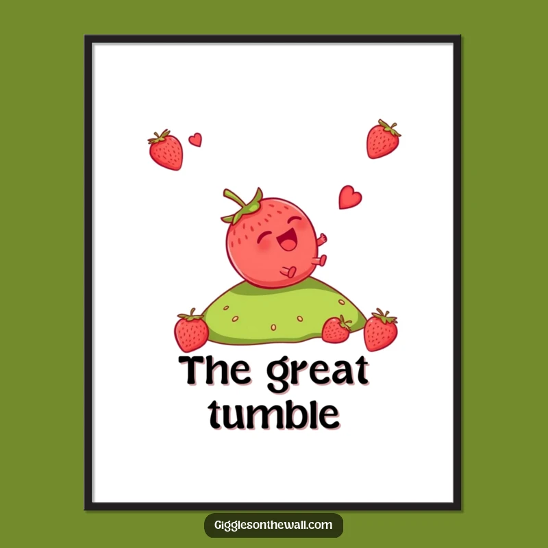 Funny Strawberry Rolling Digital Art: Instant Giggles with This Hilarious Fruit Download