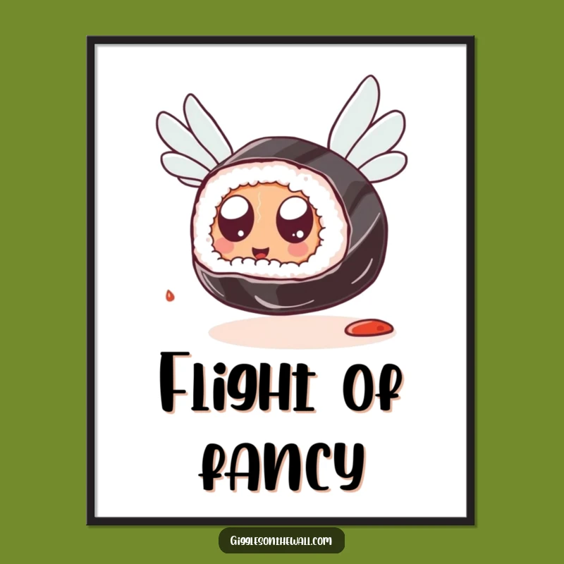 Funny Sushi Flying Digital Art: Instant Quirky Decor, Perfect Humorous Gift