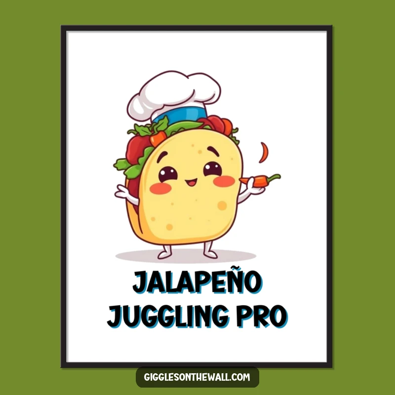 Funny Taco Chef Digital Art: High-Res Juggling Taco Print for Instant Smiles