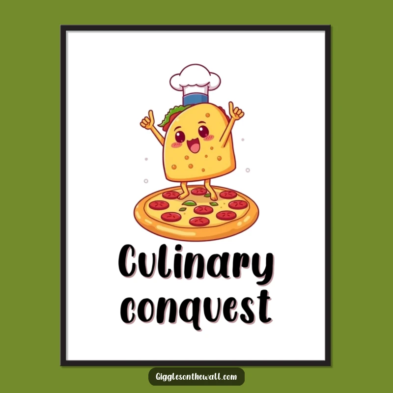 Funny Taco Chef Victory Digital Art: Instant Festive Decor, Perfect Humorous Gift
