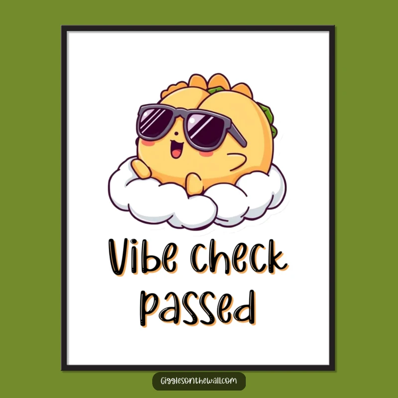 Funny Taco Digital Art: Cool Cloud Lounger Print, Awesome Funny Gift
