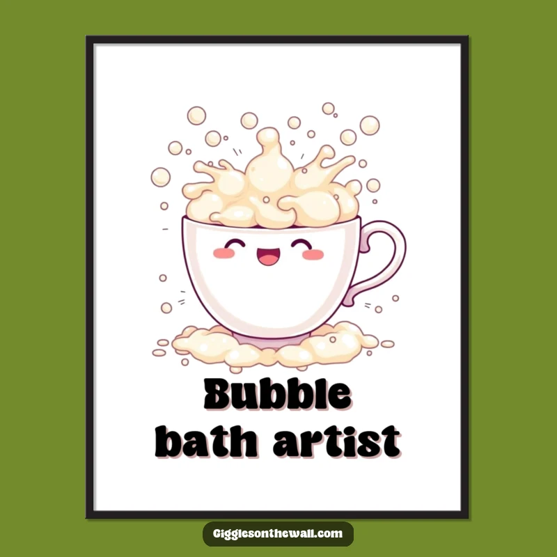 Funny Teacup Bubbles Digital Art: High-Res Overflowing Print for Instant Joy