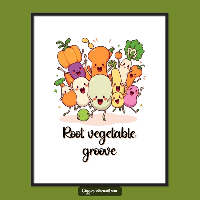 Funny Veggie Dance Digital Art: High-Res Chaotic Sync, Instant Humorous Gift