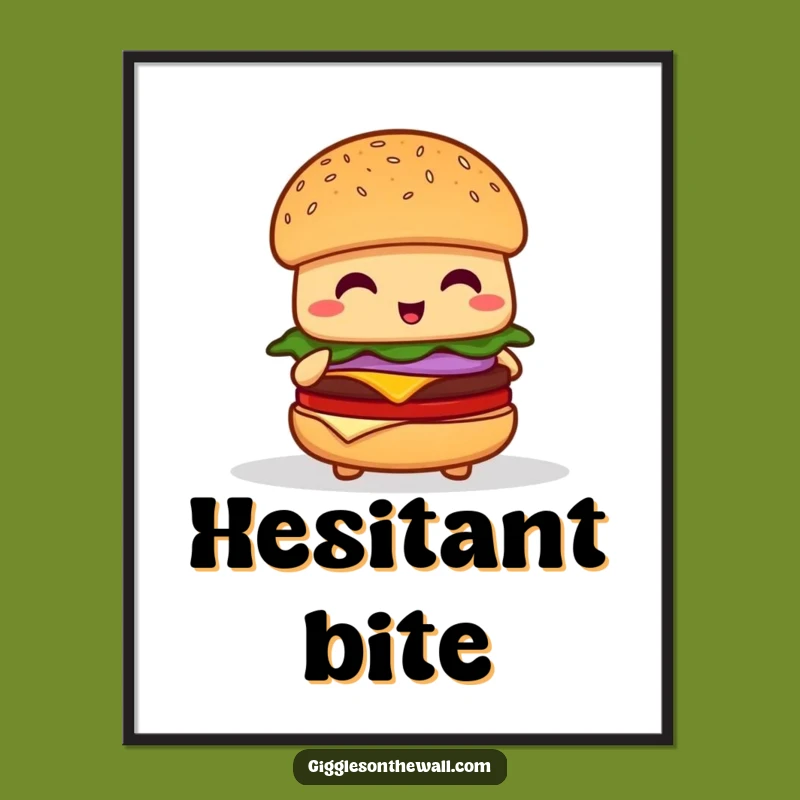 Funny Shy Hamburger Digital Art - Instant Awkwardness with Burger Speech Fright