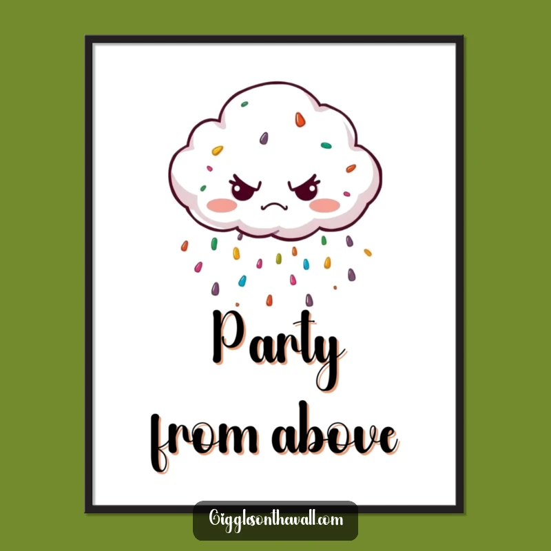Funny Grumpy Cloud Digital Art: Sprinkle Print, Whimsical Gift
