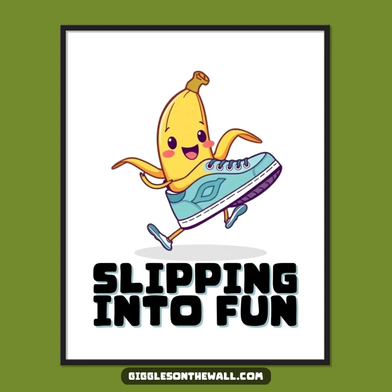 Funny Banana Peel Digital Art: Shoe Trip Prank - Instant Humorous Decor!