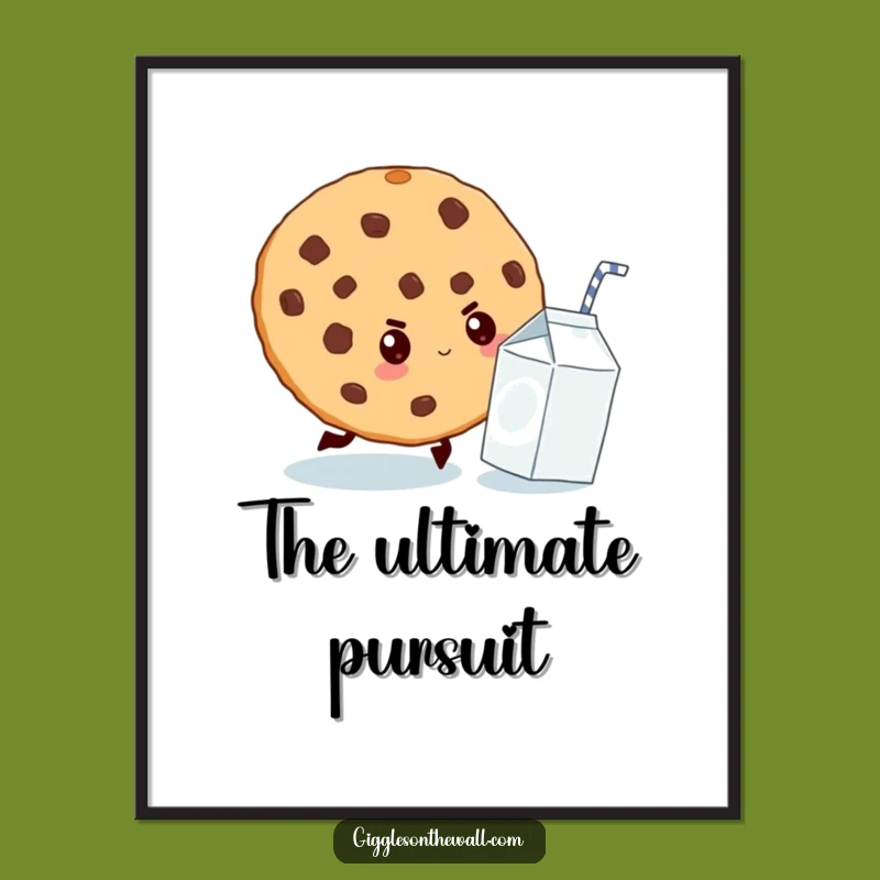 Funny Cookie Chase Digital Art: Instant Download for Sweet Wall Decor