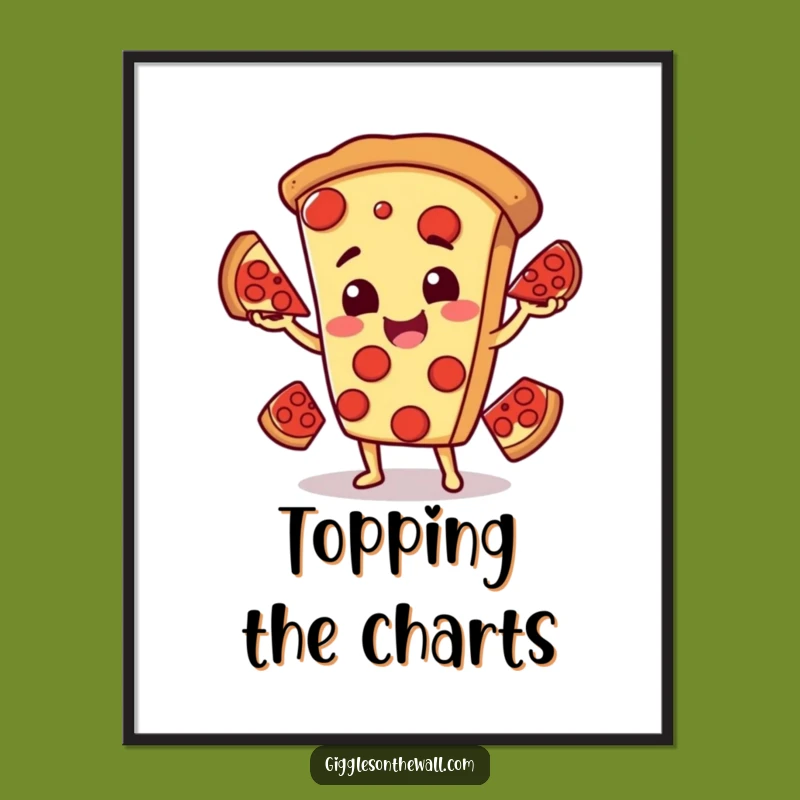 Funny Pizza Digital Art: Juggling Character Print, Awesome Funny Gift