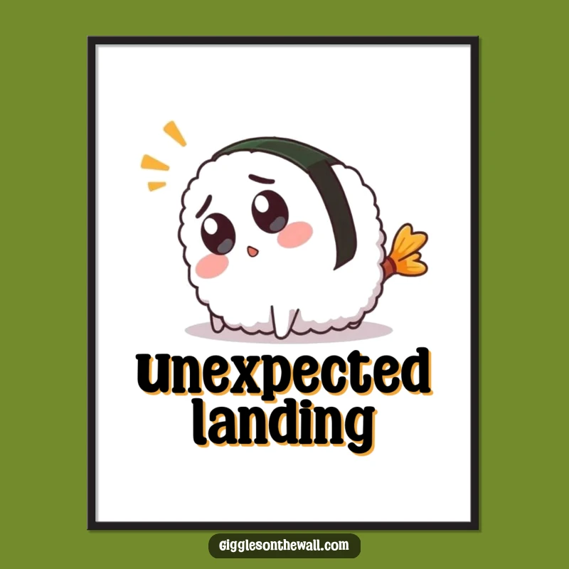 Funny Sushi Digital Art: Surprise Tripping Character Print, Awesome Funny Gift