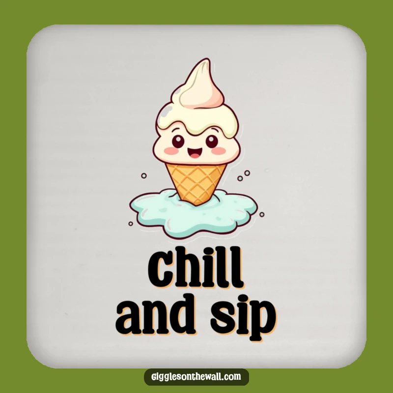 Funny Melting Ice Cream Coaster: Puddle Character Drink Protector Gift