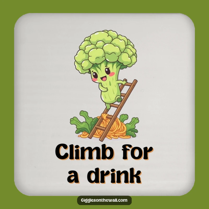 Funny Broccoli Noodle Ladder Coaster: Protect Surfaces with Healthy Humor