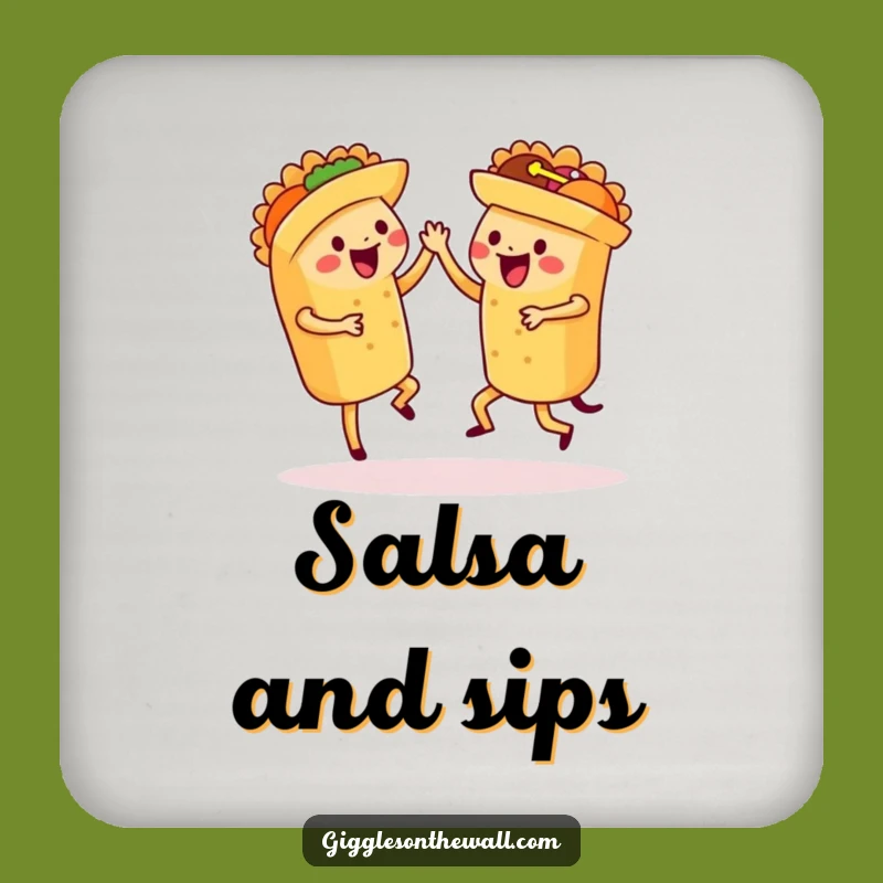 Funny Dancing Tacos Coasters - Protect Surfaces with Synchronized Salsa Flair