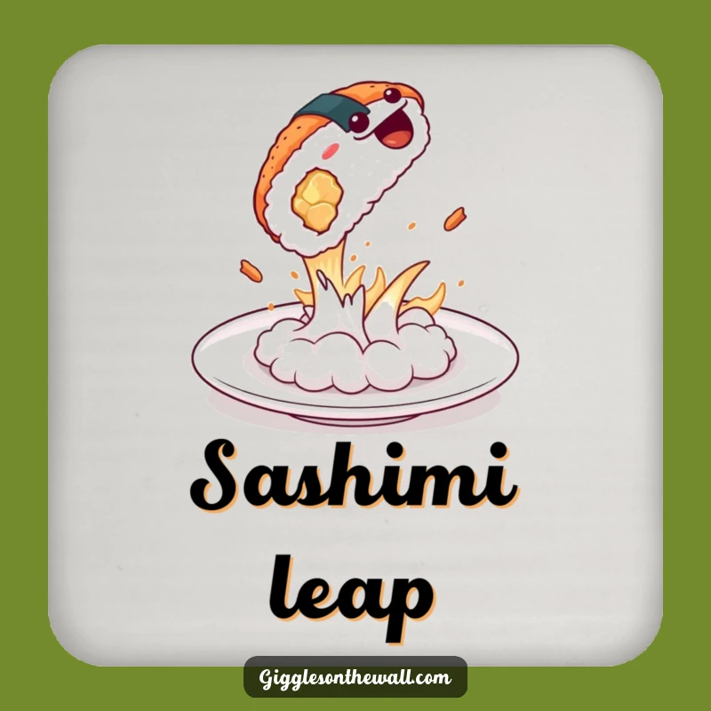 Funny Dramatic Sushi Leap Coasters - Hilarious Protection for Your Table