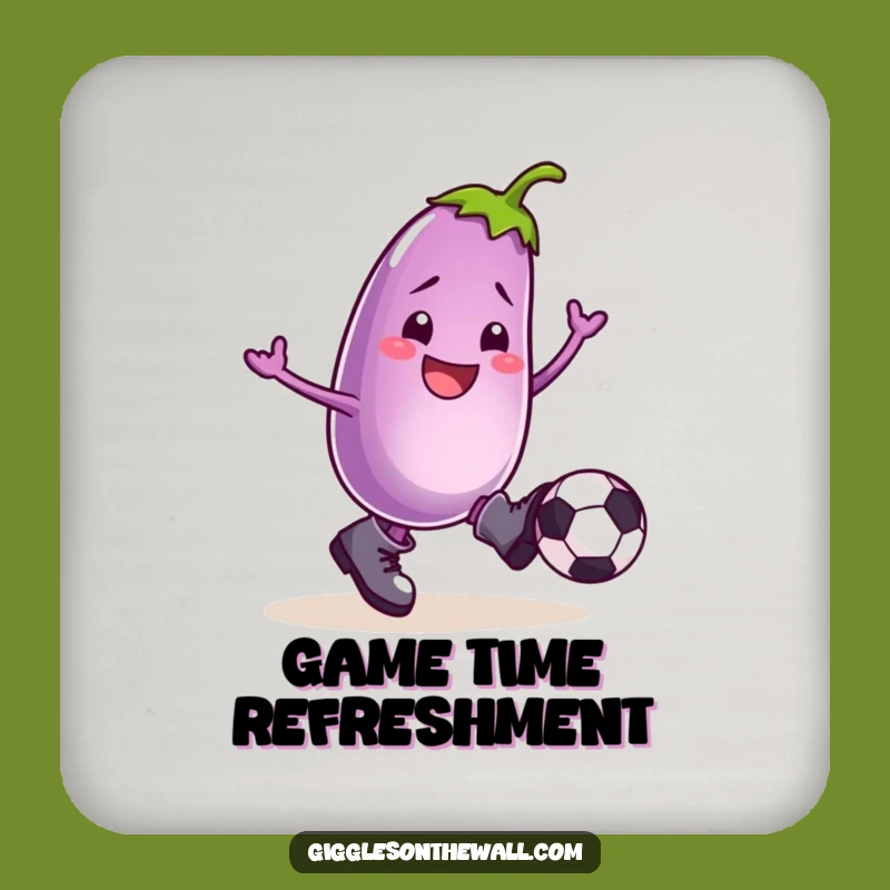 Funny Football Eggplant Coaster: Protect Surfaces with This Hilarious Kicking Art!