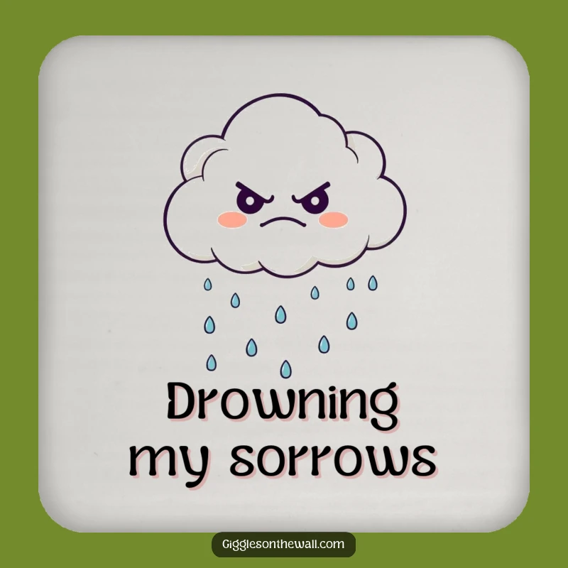 Funny Grumpy Cloud Coaster Set - Protect Surfaces with Whimsical Art Gift