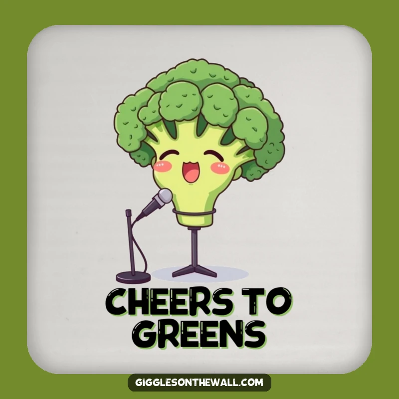 Funny Opera Broccoli Coasters - Proud Vegetable Cartoon Set