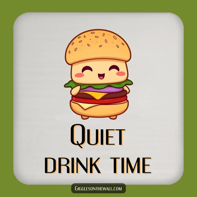 Funny Shy Hamburger Coasters - Protect Surfaces from Burger Awkwardness