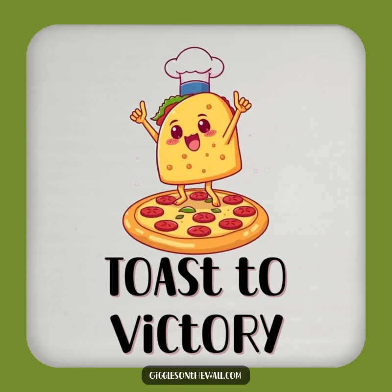 Funny Taco Chef Victory Drink Coaster: Protect Surfaces with Humorous Flair