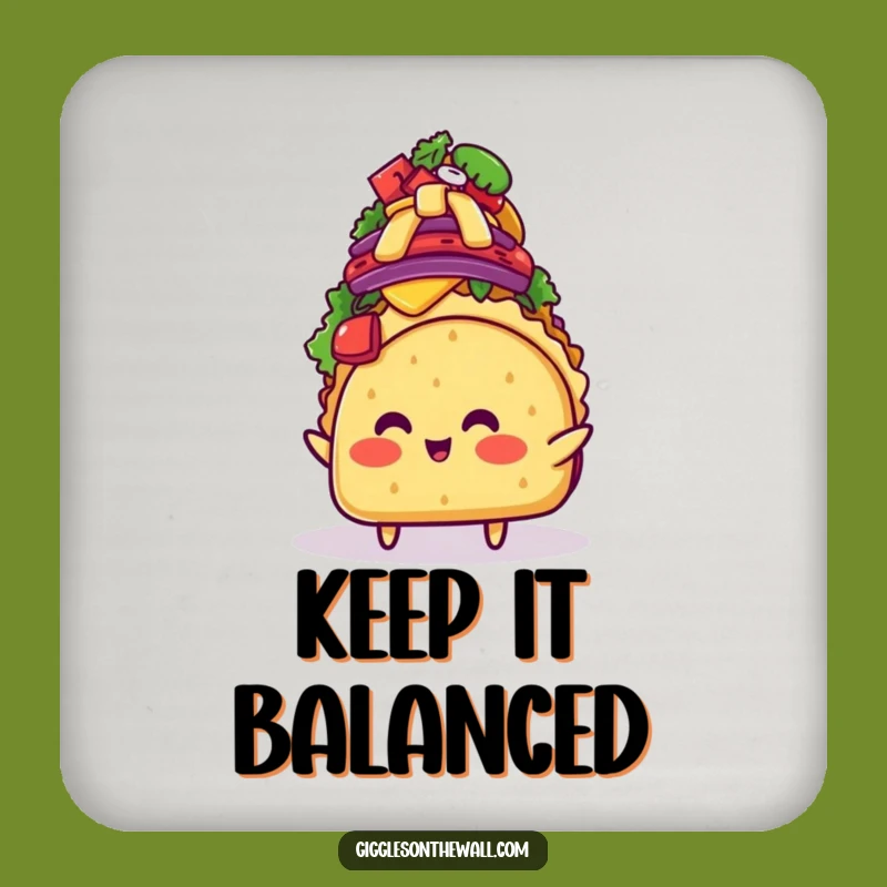 Funny Taco Topping Balance Coaster: Blushing Character, Bar Decor Gift
