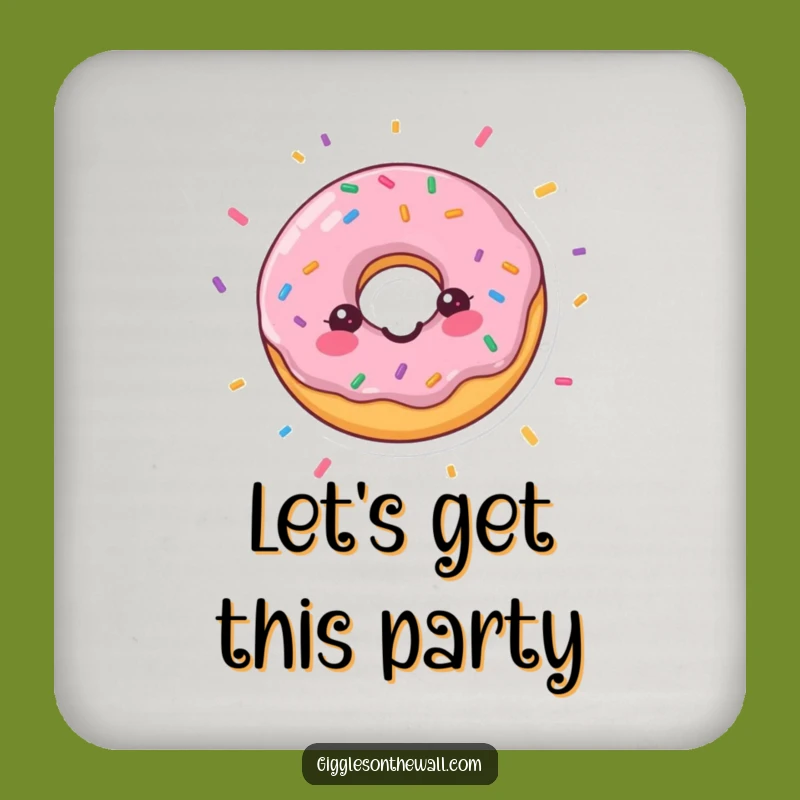 Funny Happy Donut Coaster: Protect Surfaces with Sweet Celebration