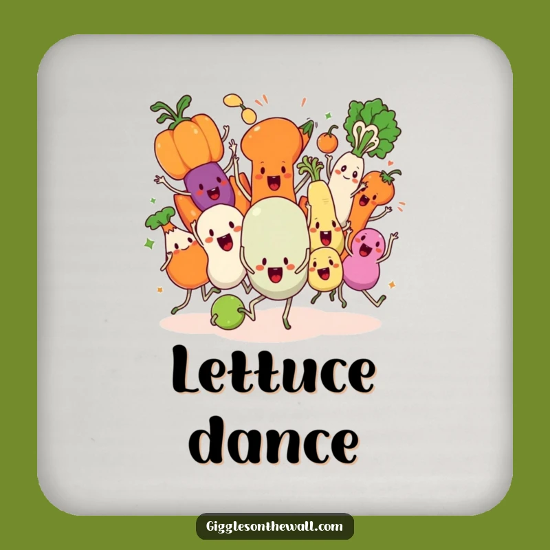 Funny Veggie Dance Coaster: Protect Surfaces with Chaotic Sync, Humorous Gift