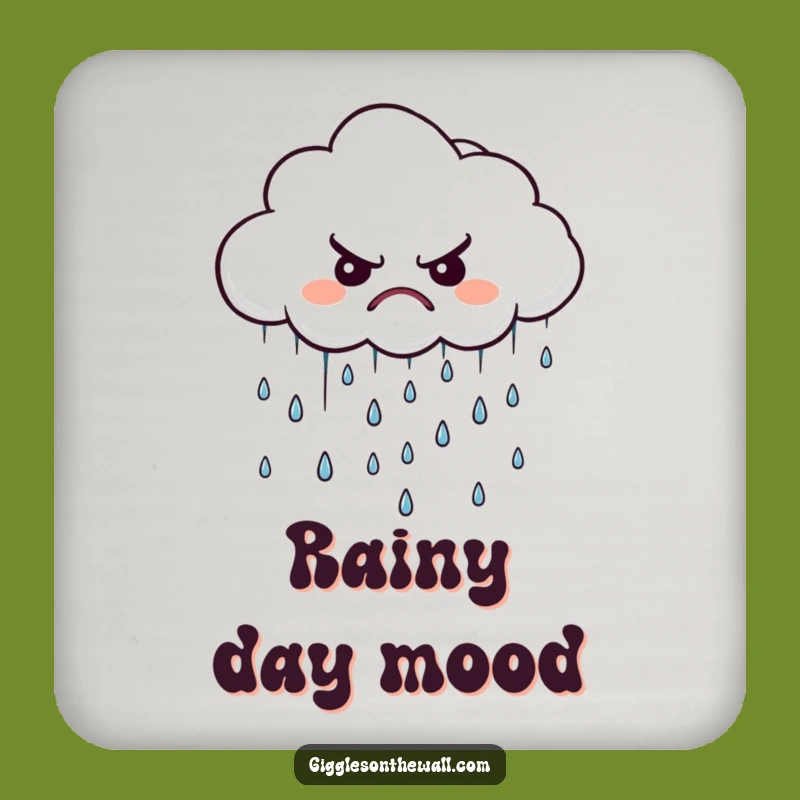 Funny Grumpy Cloud Coasters - Protect Surfaces from Gloom with Disgruntled Drops