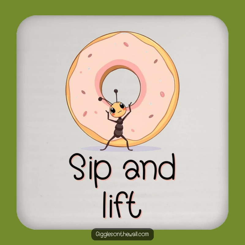 Funny Ant Lifting Donut Coaster a Hilarious Protector for Your Surfaces