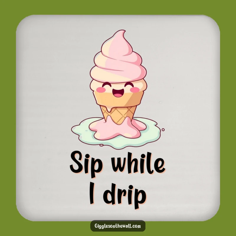 Funny Melting Ice Cream Coasters - Protect Surfaces with Joyful, Melty Style!