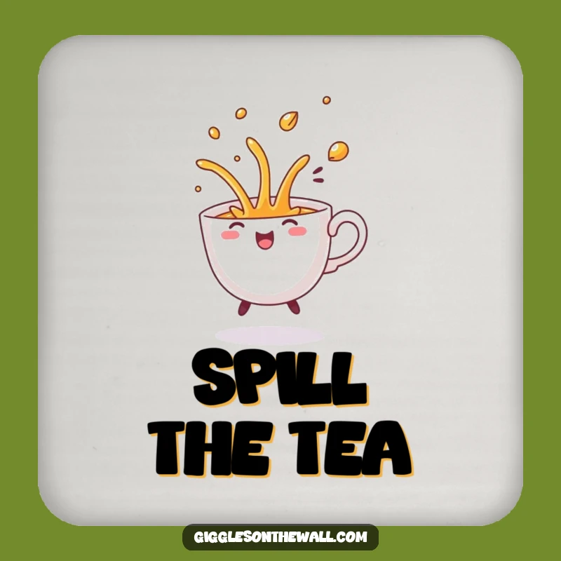 Funny Dancing Teacup Spill Coaster: Protect Surfaces with Comical Flourish, Humorous Gift