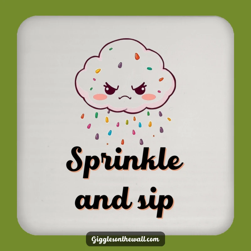 Funny Grumpy Cloud Coaster: Sprinkle Surprise, Bar Decor Gift