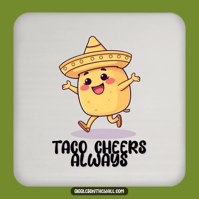 Funny Moonwalking Taco Drink Coaster: Protect Surfaces with Fiesta, Funny Gift
