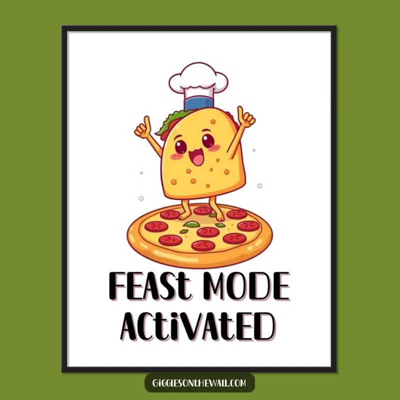 Funny Taco Chef Victory Poster: Vibrant Wall Art, Celebrate with Humor