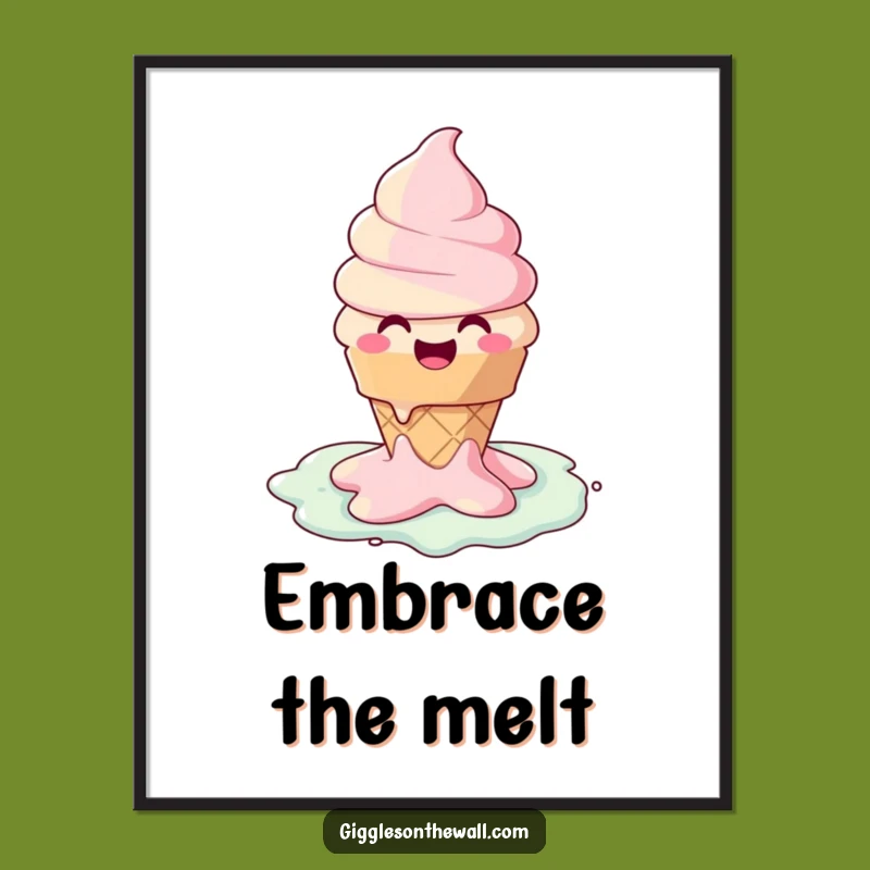 Funny Melting Ice Cream Poster - Joyful Art for a Happy Home!