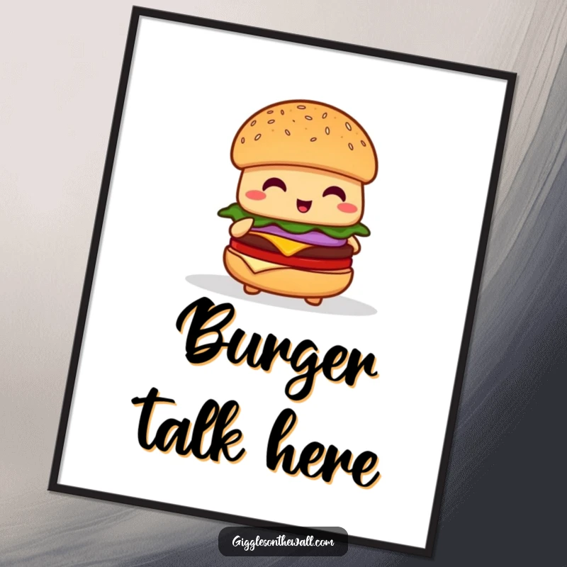 Funny shy hamburger poster, showing a nervous burger character attempting to give a speech, adding relatable awkwardness.
