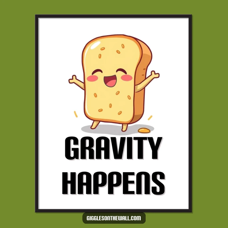 Funny Bread Loaf Poster: Joyful Pratfall Art for Your Walls