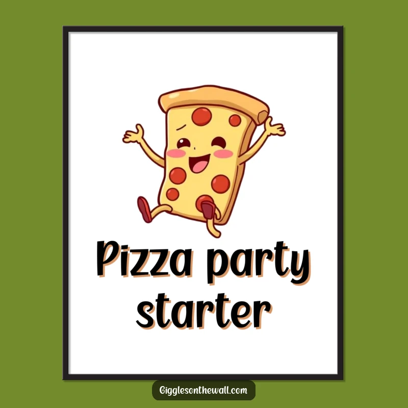 Funny Dancing Pizza Poster: Energetic Wall Art for Foodie Fun