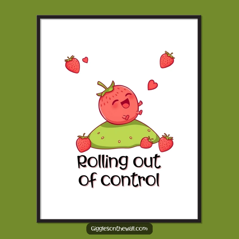 Funny Strawberry Rolling Poster: Decorate with Uncontrollable Giggles and Fruity Fun