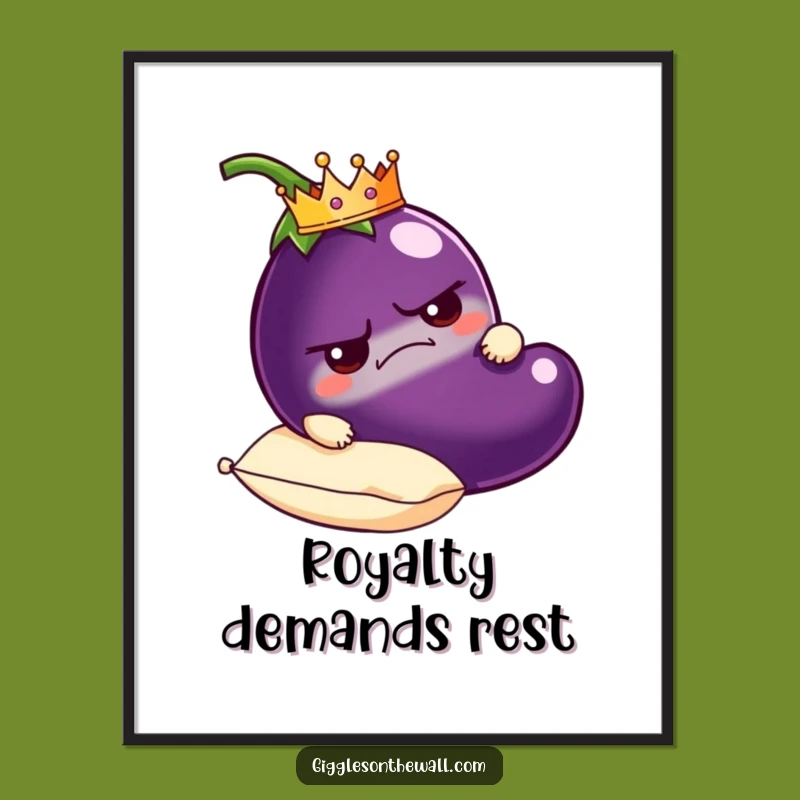 Funny Grumpy Eggplant Poster: Royal Veggie Art for Comical Spaces