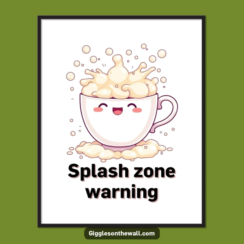 Funny Teacup Bubbles Poster: Hilarious Overflowing Art for Whimsical Spaces