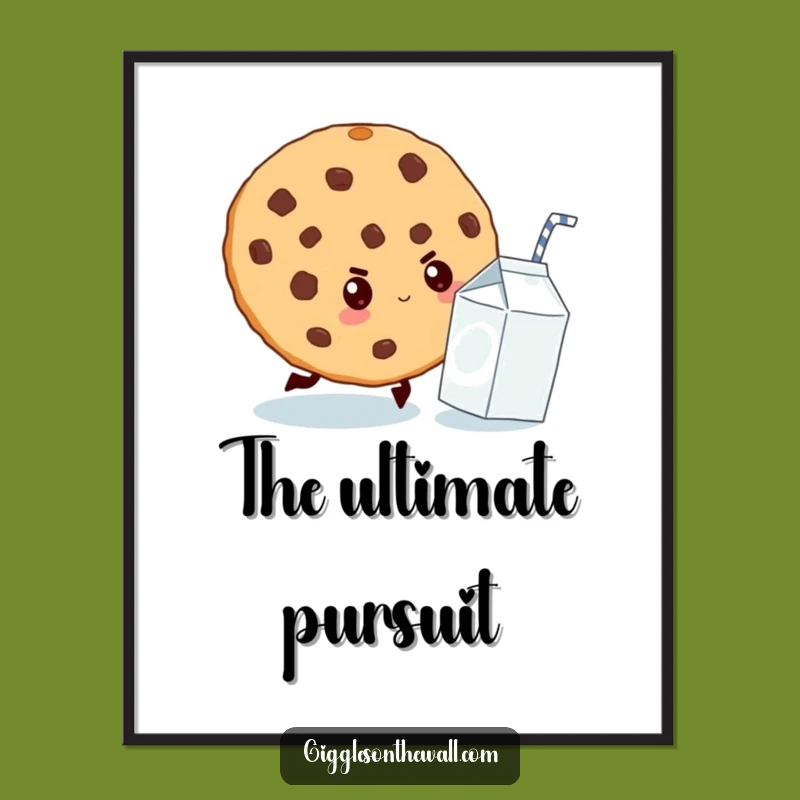 Funny Cookie Chase Poster: Sweet Wall Art for Kitchens and Fun Spaces