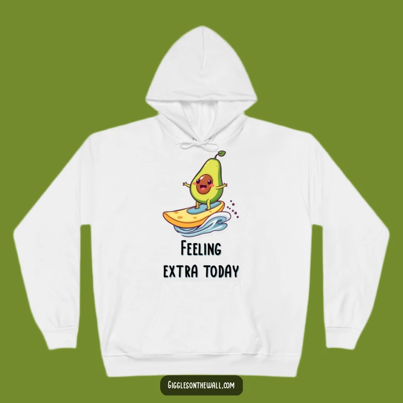 Funny Avocado Surfing Chip Hoodie - Cozy & Adventurous Snack Wear