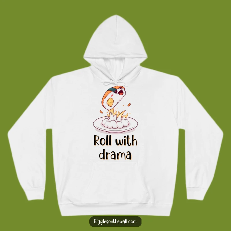 Funny Dramatic Sushi Leap Hoodie - Cozy & Hilarious Japanese Food Gift