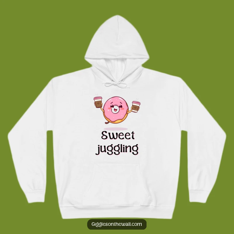 Funny Giddy Donut Juggling Hoodie - Cozy & Hilarious Coffee Lover Gift