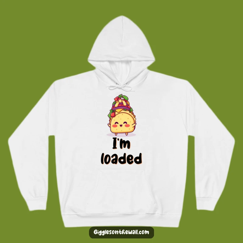 Funny Taco Topping Balance Hoodie: Blushing Character, Cozy Food Gift