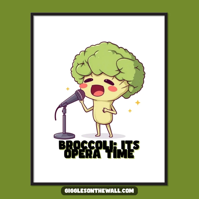 Free Printable Wall Art Broccoli Opera Singer Funny Downloadable Decor
