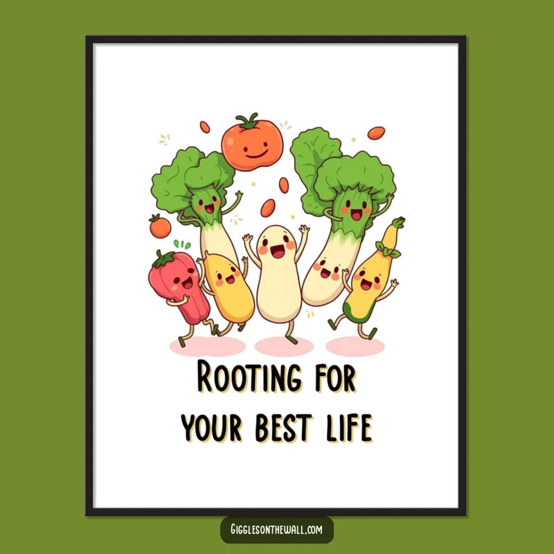 Free Printable Veggie Dance Art: Chaotic Vegetable Humor Downloadable Decor Gift