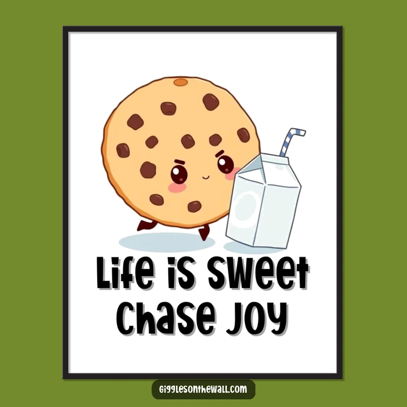 Free Printable Wall Art Cookie Chasing Milk Funny Downloadable Decor