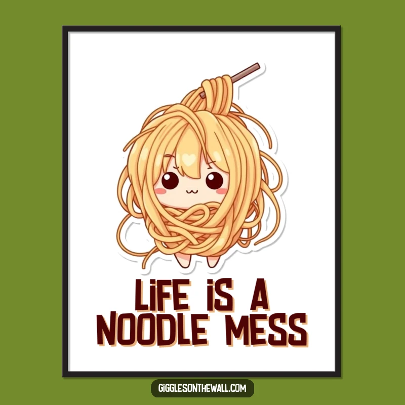 Free Printable Wall Art: Tangled Ramen Chaos - Hilarious Bewildered Downloadable Decor!