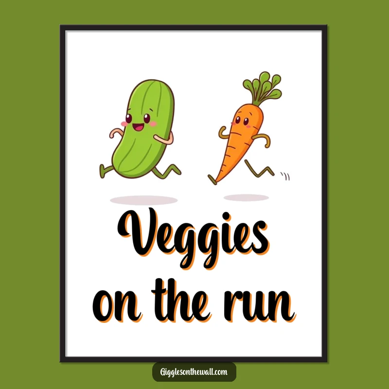 Funny Free Printable Wall Art: Pickle Carrot Race Quirky Downloadable Art